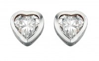 Gecko - Cubic Zirconia Set, Sterling Silver - Heart Stud Earrings E2921C