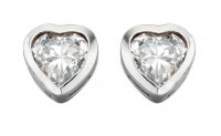 Gecko - Cubic Zirconia Set, Sterling Silver - HEART STUD EARRINGS E2921C