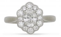 Guest and Philips - Diamond 0.97ct Set, Platinum - - Cluster Ring, Size M