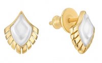 Lalique - Paon, Yellow Gold Plated Earrings 10735200