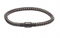 Unique - Leather - Stainless Steel - Bracelet, Size 21cm - B343DB-21CM