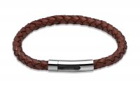 Unique - Leather - Stainless Steel - Plaited Bracelet, Size 21cm - B170AR