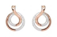 Unique - Cubic Zirconia Set, Sterling Silver - Rose Gold Plated - Hoop Earrings - ME-797