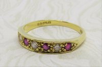 Antique Guest and Philips - 0.20ct (est)Ruby Set, Yellow Gold - Half Eternity Ring R3511