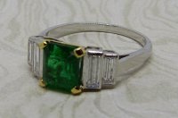 Antique Guest and Philips - 1.35ct Emerald Set, White Gold - Yellow Gold - Single Stone Ring APPRORL3