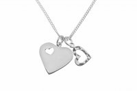 Tianguis Jackson - Sterling Silver Heart/Heart Pendant 18inch Chain CY0016