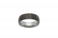 Unique - Tungsten Carbide Black SandalWood Veneer Inlay Ring, Size 7mm - TUR-64-62