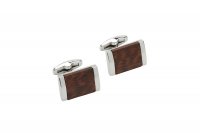 Unique - Steel Dark Brown Wood Cuff Links - QC-223