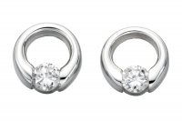Gecko - Beginnings, White Crystal Set, Silver Stud Earrings E2920C