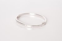 Guest and Philips - Cubic Zirconia Set, Sterling Silver Bangle - 5MM-FLAT-STONES