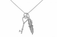 Tianguis Jackson - Sterling Silver Key Feather Pendant and Chain - CY0013
