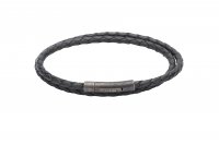 Unique - Leather Stainless Steel Bracelet, Size 21cm - B369NV