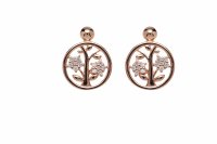 Unique - Cubic Zirconia Set, Rose Gold Plated - Tree of Life Stud Earrings - ME-675