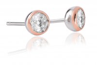 Clogau - Celebration, White Topaz Set, Silver and Welsh Gold Stud Earrings
