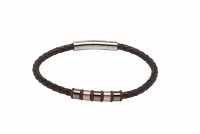 Unique - Leather - Stainless Steel - Symbol Bracelet, Size 21cm - B405DB-21CM