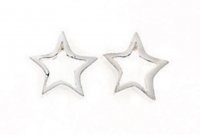 Gecko - Sterling Silver Open Star Stud Earrings - A686