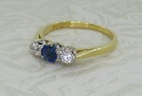 Antique Guest and Philips - Sapphire Set, White Gold - White Gold - Three Stone Ring R5263