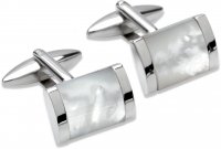 Unique - Mother of Pearl Set, Stainless Steel/Tungsten - Cufflinks - QC-175