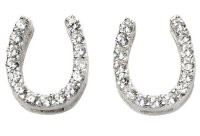 Gecko - Cubic Zirconia Set, Sterling Silver - Pave Horseshoe Earrings E5742C