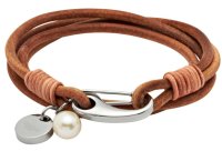 Unique - Leather - Stainless Steel - Shrimp Clasp Bracelet, Size 19cm B67NA-19CM