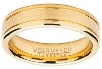 Unique - Yellow IP, Tungsten - Yellow Gold Plated - Ring, Size 62 TUR-119-62