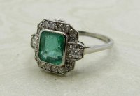 Antique Guest and Philips - Emerald Set, Platinum - Cluster Ring R5180