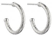 Gecko - Sterling Silver - Textured Hoop Earrings, Size S E5994
