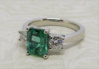 Antique Guest and Philips - 1.72ct Emerald Set, Platinum - Three Stone Ring R3572
