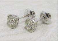 Antique Guest and Philips - 1.15ct Diamond Set, White Gold - Single Stone Stud Earrings