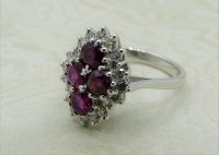 Antique Guest and Philips - 1.20ct Ruby Set, White Gold - Cluster Ring R3911