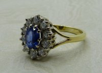 Antique Guest and Philips - 1.00ct Sapphire Set, Yellow Gold - White Gold - Cluster Ring R3946