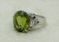 Antique Guest and Philips - 6.24ct Peridot Set, Platinum - Single Stone Ring R3974