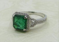 Antique Guest and Philips - 1.70ct Emerald Set, White Gold - Cluster Ring R3968