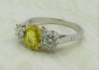 Antique Guest and Philips - 1.60ct Yellow Sapphire Set, Platinum - Three Stone Ring R3960