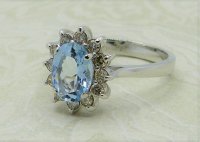 Antique Guest and Philips - 0.80ct Aquamarine Set, White Gold - Cluster Ring R3959