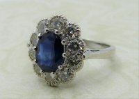 Antique Guest and Philips - 2.00ct Sapphire Set, White Gold - Cluster Ring R4005