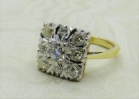 Antique Guest and Philips - 1.32ct Diamond Set, Yellow Gold - White Gold - Cluster Ring R3987