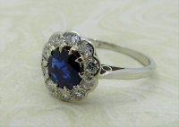 Antique Guest and Philips - 0.70ct Sapphire Set, Platinum - Cluster Ring R4006