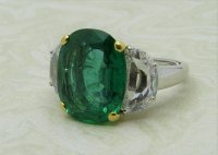 Antique Guest and Philips - 4.50ct Emerald Set, White Gold - Yellow Gold - Three Stone Ring R4038