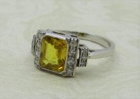 Antique Guest and Philips - 1.90ct Yellow Sapphire Set, Platinum - Single Stone Ring R4030