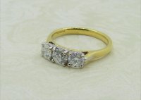 Antique Guest and Philips - 1.01ct Diamond Set, Yellow Gold - White Gold - Three Stone Ring R4093