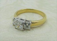 Antique Guest and Philips - 0.85ct Diamond Set, Yellow Gold - White Gold - Three Stone Ring R4100