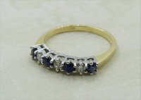Antique Guest and Philips - 0.36ct Sapphire Set, Yellow Gold - White Gold - Half Eternity Ring R4117