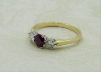 Antique Guest and Philips - 0.25ct Ruby Set, Yellow Gold - White Gold - Three Stone Ring R4089