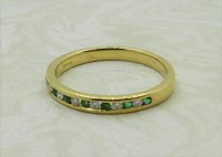 Antique Guest and Philips - 0.16ct Approx Emerald Set, Yellow Gold - Half Eternity Ring R4094
