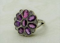 Antique Guest and Philips - Garnet Set, White Gold - Cluster Ring R4148