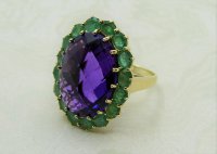 Antique Guest and Philips - Amethyst Set, Yellow Gold - Cluster Ring R4150