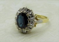 Antique Guest and Philips - 1.75ct Sapphire Set, Yellow Gold - White Gold - Cluster Ring R4123