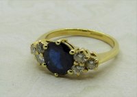 Antique Guest and Philips - 1.73ct Sapphire Set, Yellow Gold - Seven Stone Diamond Ring R4145