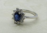 Antique Guest and Philips - 1.37ct Sapphire Set, White Gold - Cluster Ring R4134